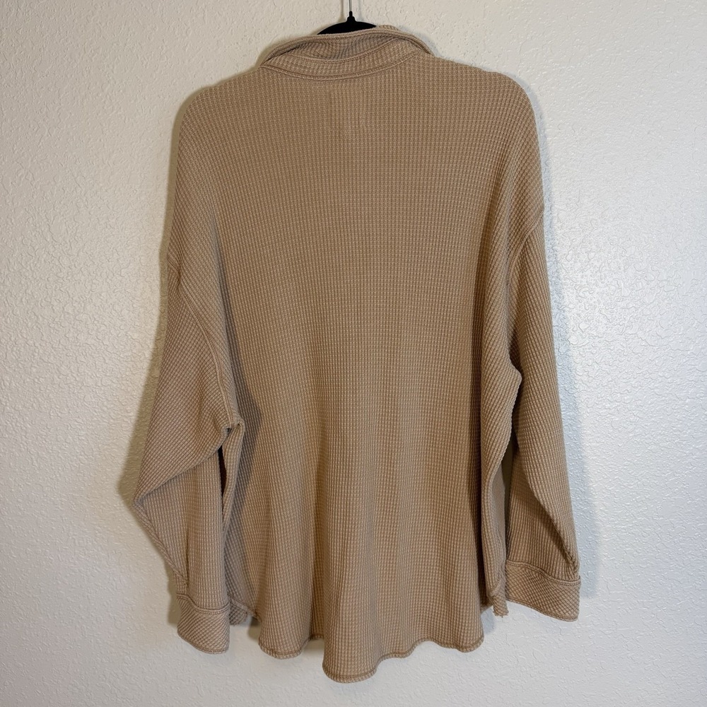 Aerie LumberJane Waffle Shirt Shacket‎ Oversized Large Button Up Minimalist Boho - Picture 4 of 10